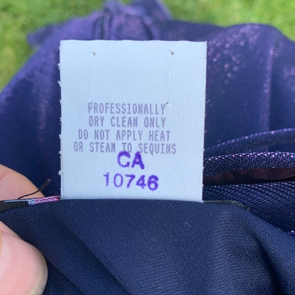 Vintage 90s Y2K Morgan & Co Purple Iridescent Maxi Prom Dress Evening Gown - Picture 12 of 16